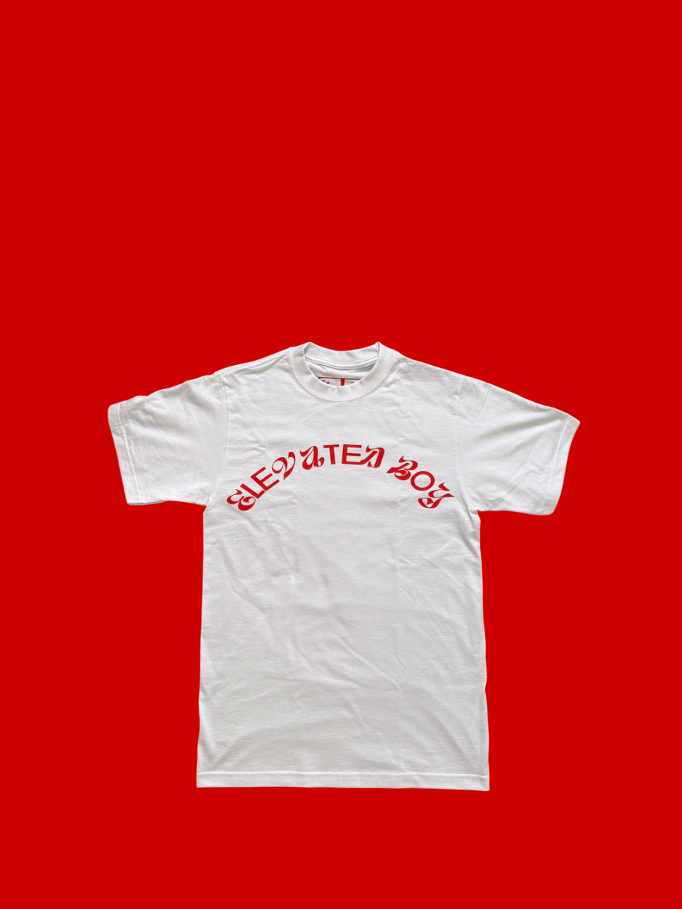 White tee red logos