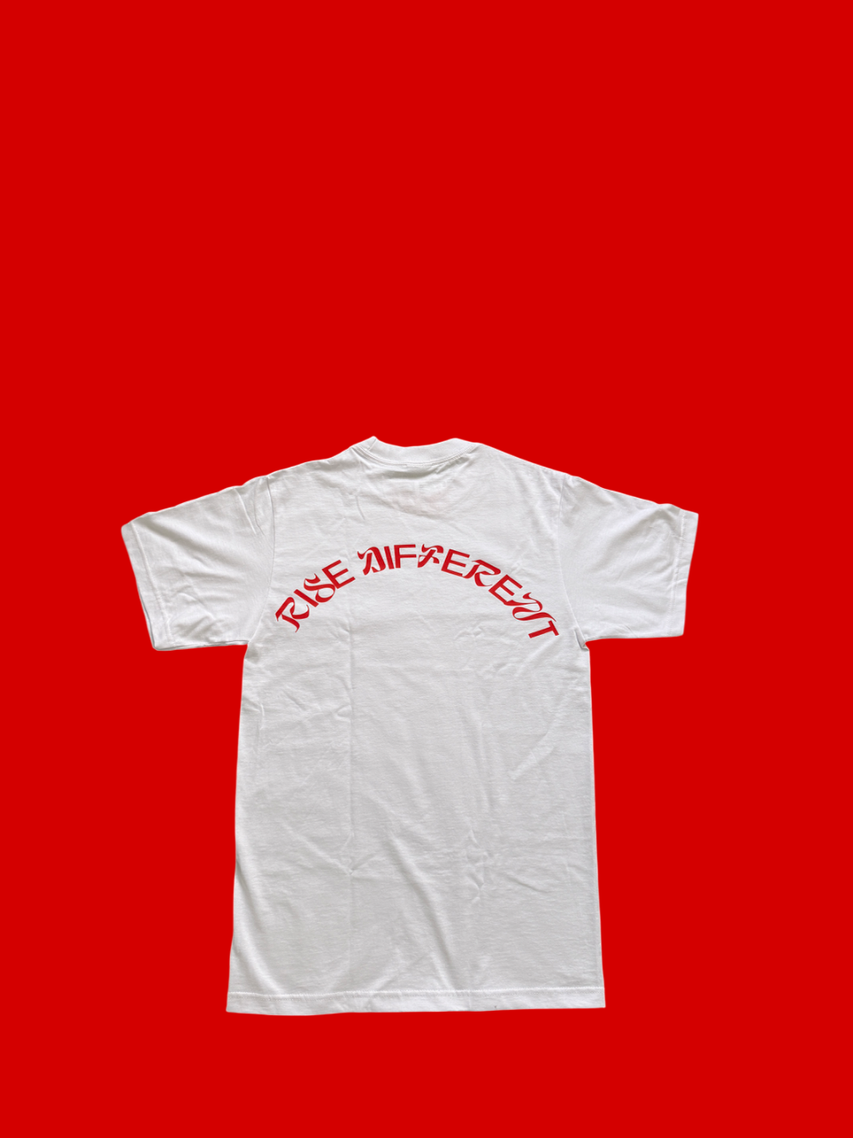 White tee red logos